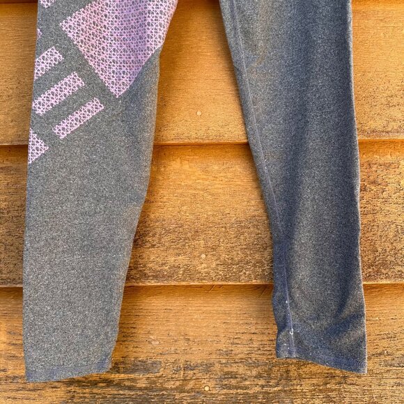 Champion Girls Activewear Leggings Size Large 10/12 Gray With Purple Geometric D - Picture 7 of 7
